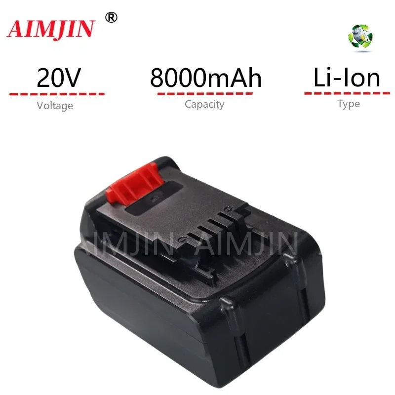 

20V 8000mAh Li-ion Rechargeable Battery for BLACK&DECKER LB20 LBX20 LBXR20 Power Tool Replace battery