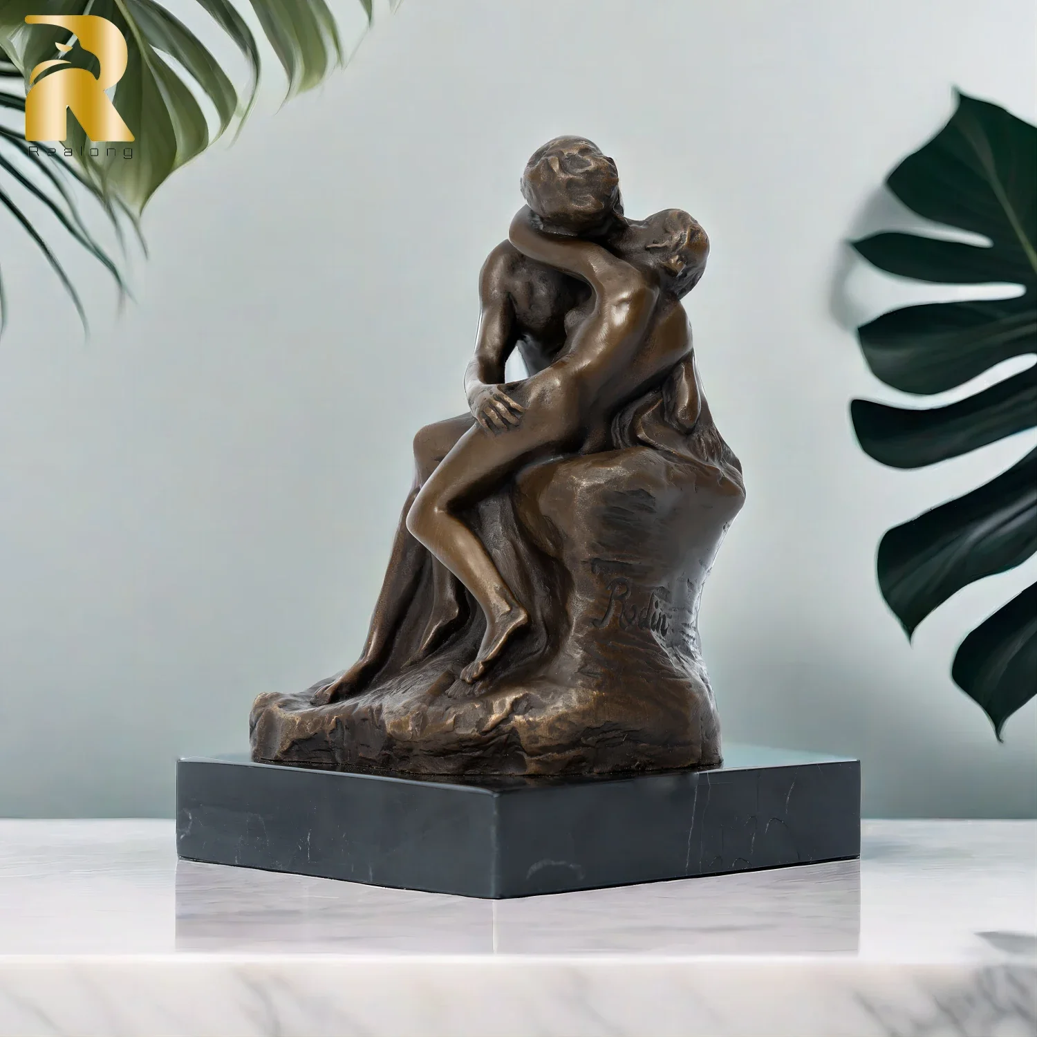 The Kiss Bronze Statues Famous Lovers Figurine Rodin Bronze Kiss Sculpture For Home Decor Table Ornament Valentine's Gifts