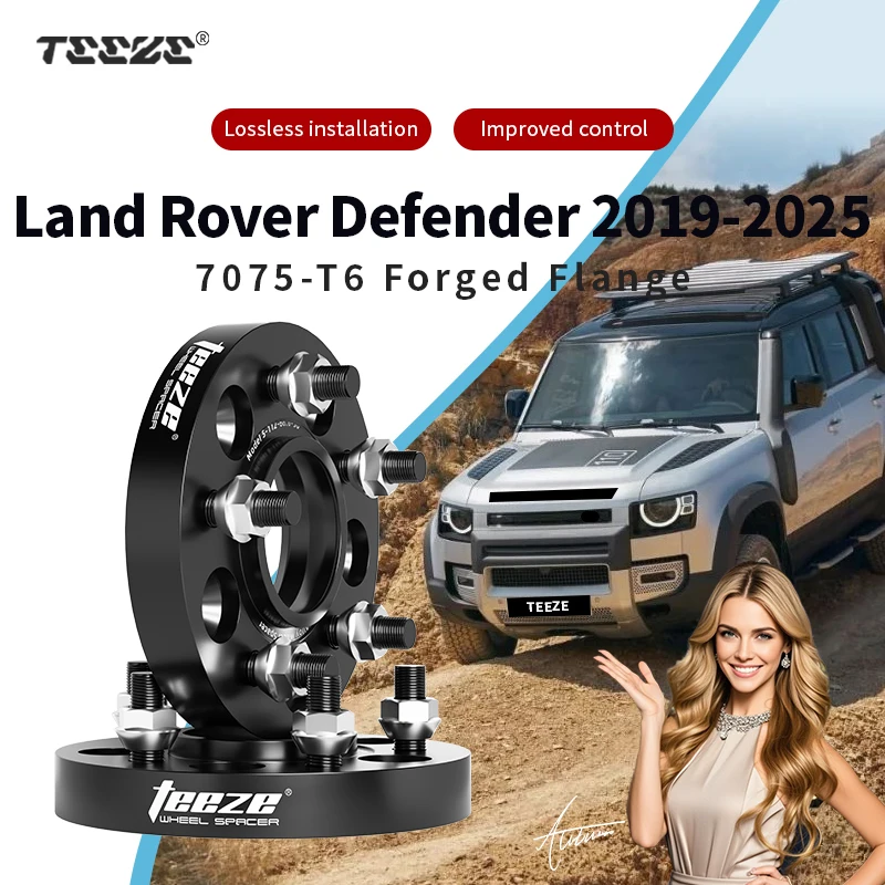 Teeze 2pcs 5x120 72.6 M14x1.5 Hub Centric Black Forged Wheel Spacer For 2019-2025 Land Rover Defender 15/20/25/30/35mm