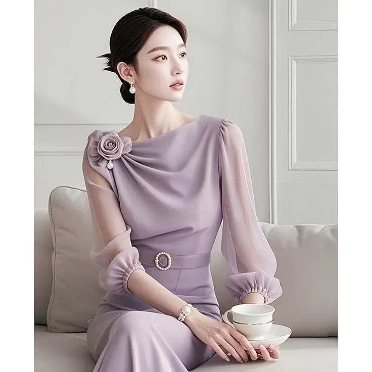 

Elegant Fashion Harajuku Slim Fit Blouse Solid Diagonal Collar Insert Long Sleeve Tops Women Loose Casual All Match Sweat Blusa