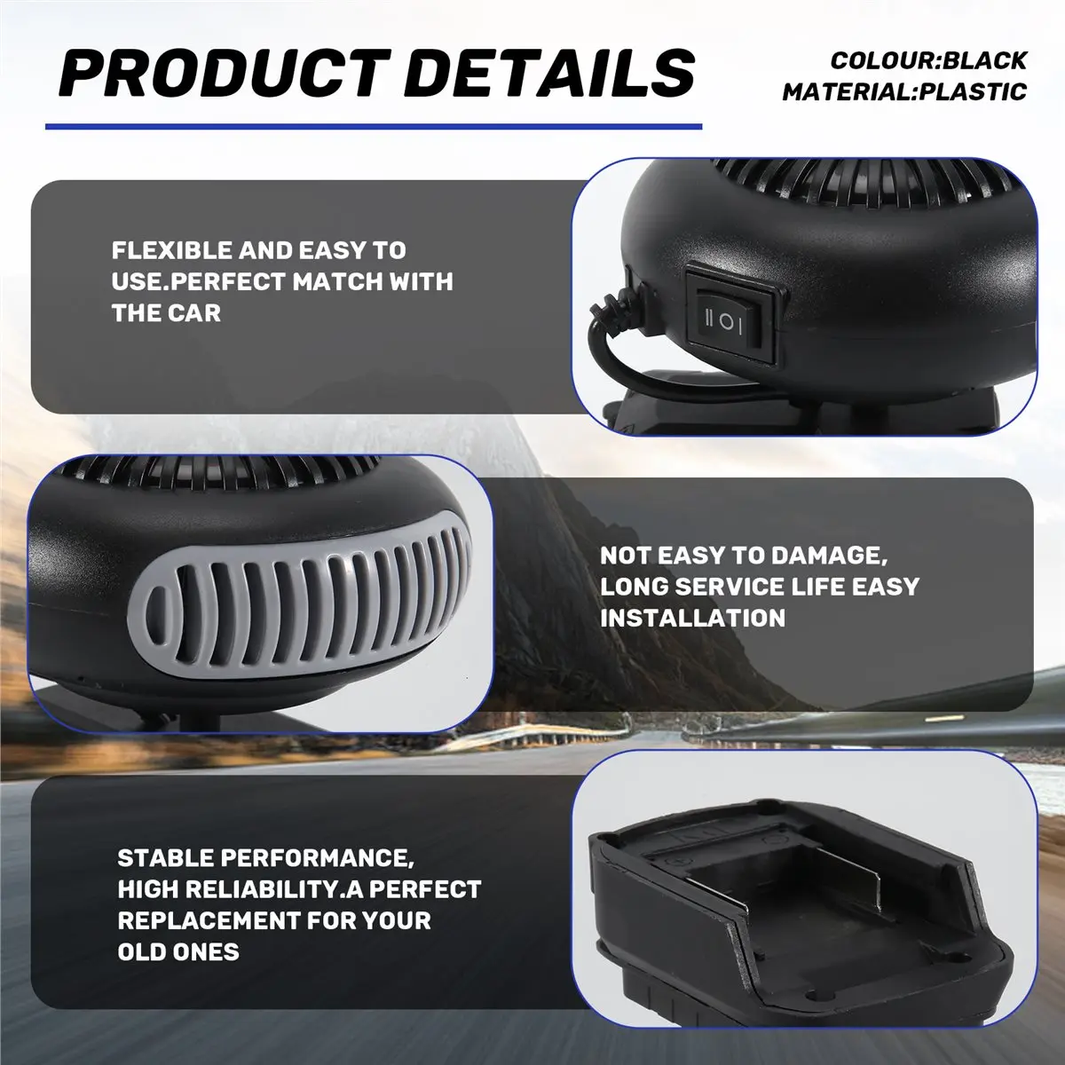 SCLS For 20V Battery Cordless Car Heater Electric Warm Air Blower Heating Fan Windshield Demister Defroster Power Tool