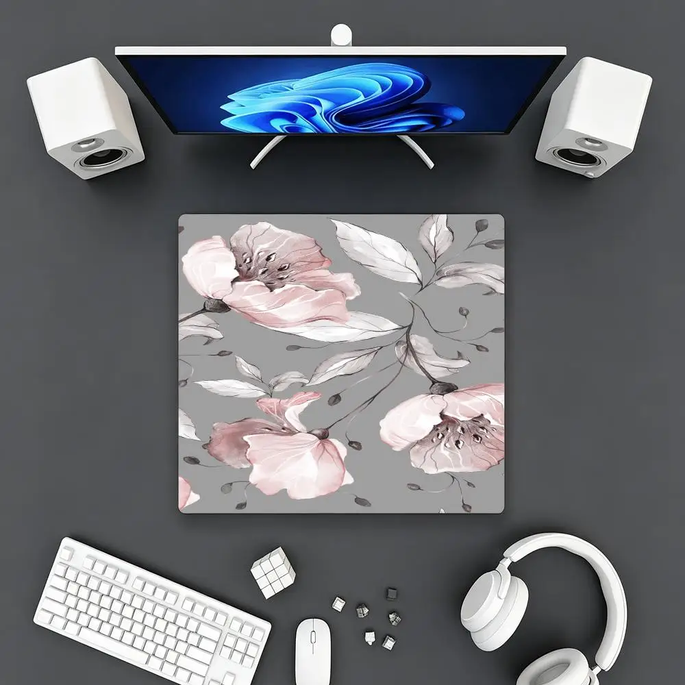 

Blush Rose Large Mousepad, Durable Hemmed Edge Anti‑Slip Keyboard Pad