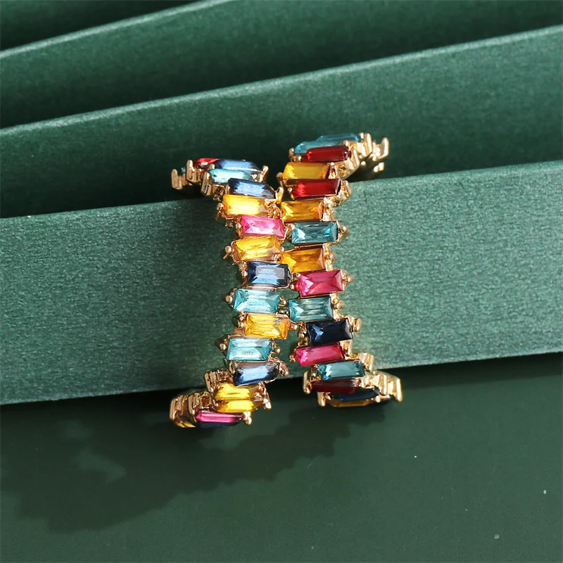 Luxury Colorful Zircon Round Earrings For Women Metal 2023 New Fashion Oversized Copper Alloy Hoop Earrings Jewelry Party Gifts image 5