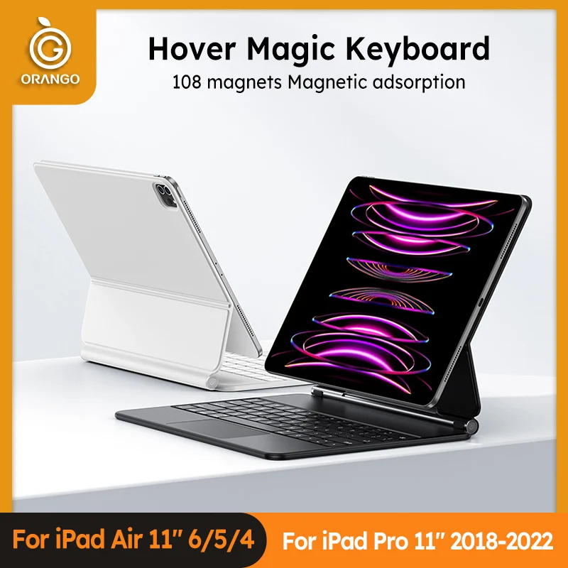 

ORANGO Magic Keyboard для iPad Pro 11-дюймовый 4-й 3-й 1-й поколение iPad Air 11 M2 M3 Air 4/5/6/7 Чехол для беспроводной клавиатуры