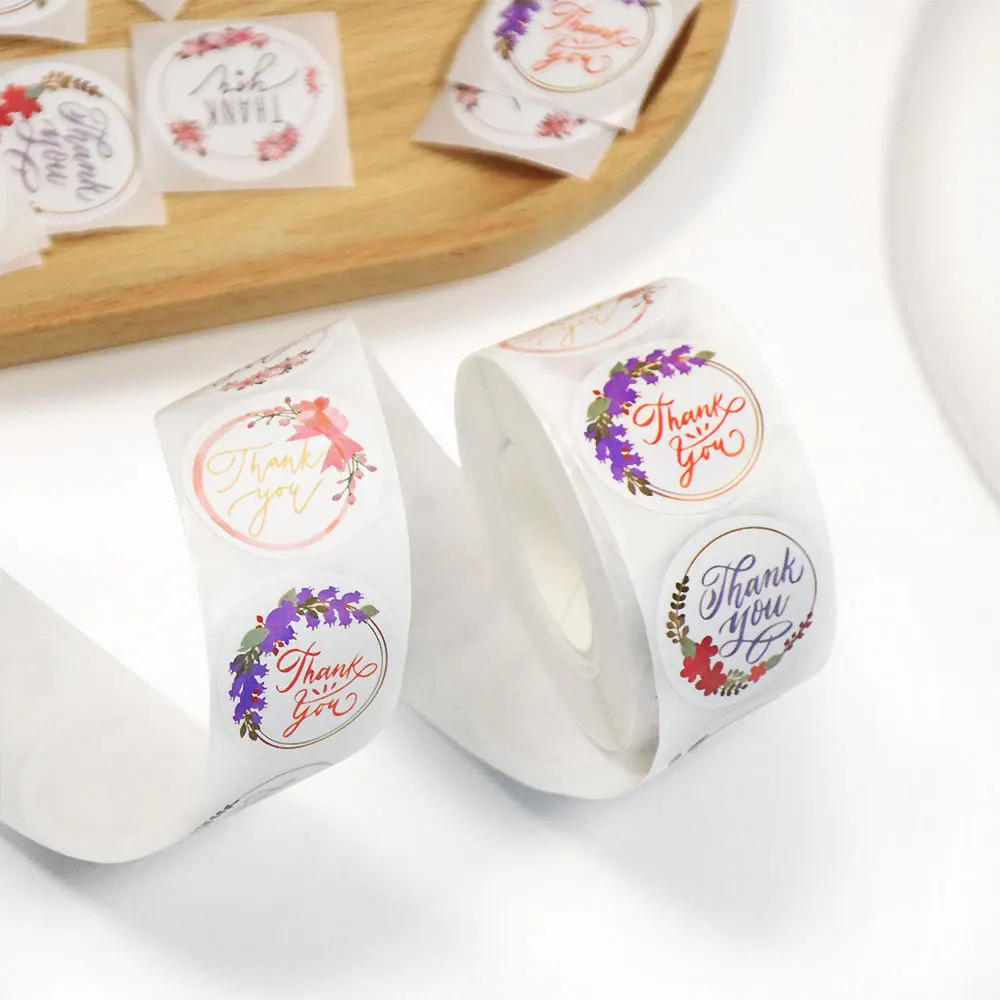 Thank You Stickers Roll |1 inch | 500 Labels for Small Business Stickers| 8 Designs