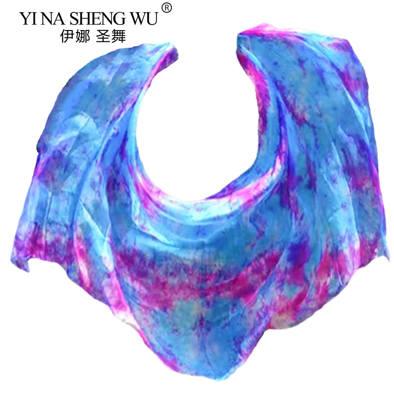 Belly Dance Props Veil Dyed 100% Pure Natural Silk Veils for Women Belly Dancing Professional Silk Veils Stage Performance Veils