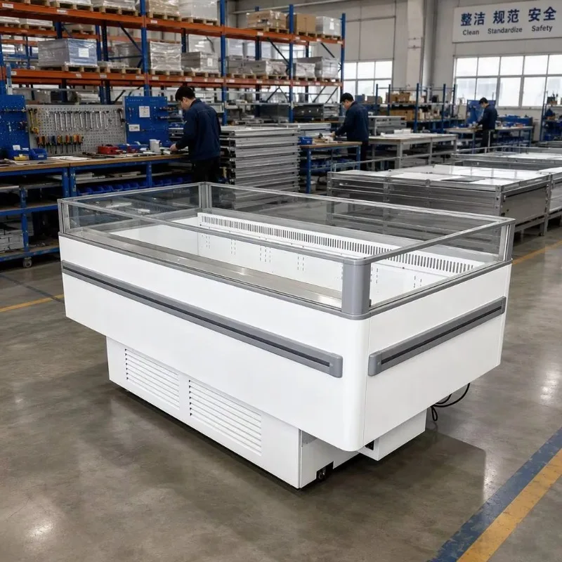 High Visibility Commercial Chest Freezer Anti-Fog Air Cooling Digital Temperature Control For Supermarket Frozen Food Storage