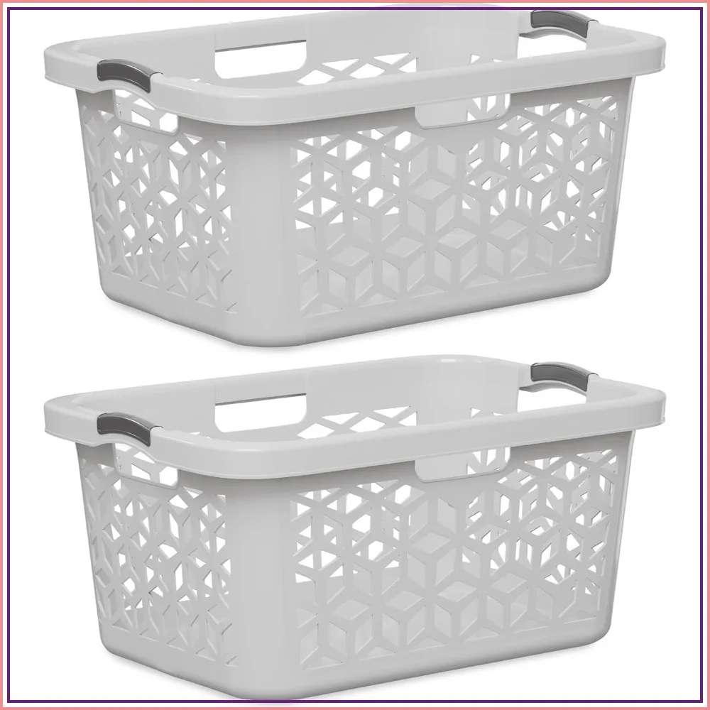 Large 2-Bushel Laundry Basket with Handles - Stackable Plastic Hamper, 70L, White