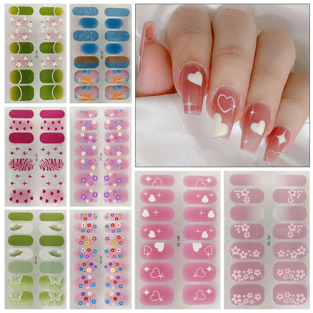 Waterproof French Nail Decals 3D Nails Polish Wraps No Damage to Nails Nail Art Sticker Nail Art Gel Full Nail Wraps Salon