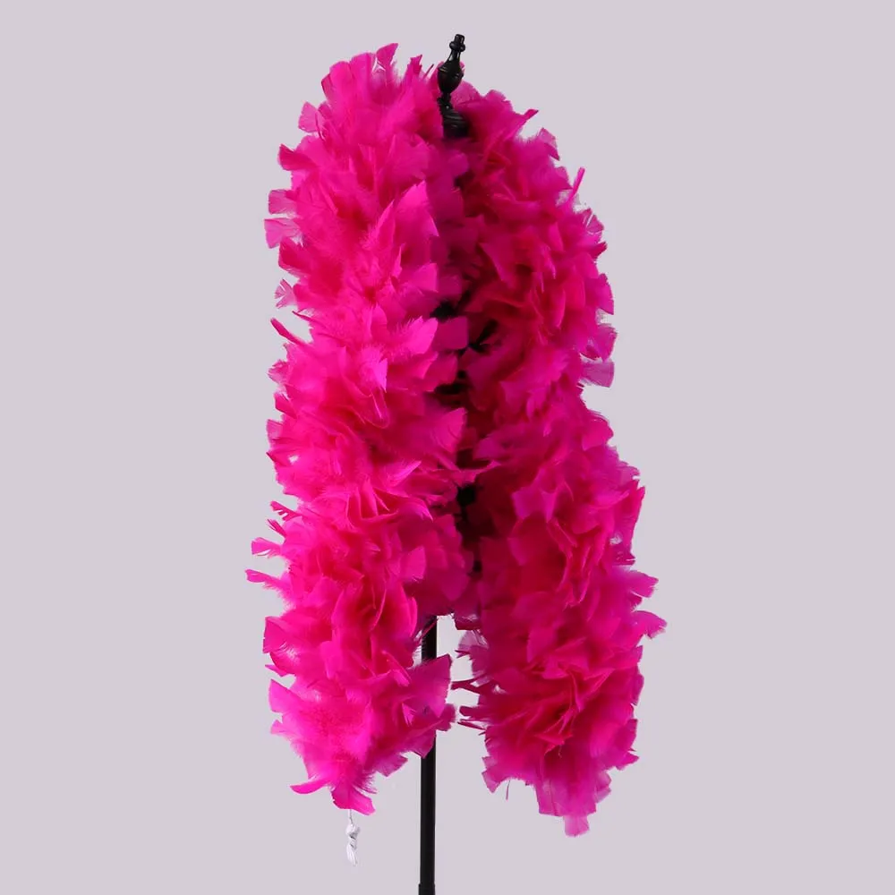 

2 Meters Rose Red Turkey Feather Boa Big Fluffy Marabou Feathers Scarf For Cosplay 200G Costume Clothing Decoration Plume Boas