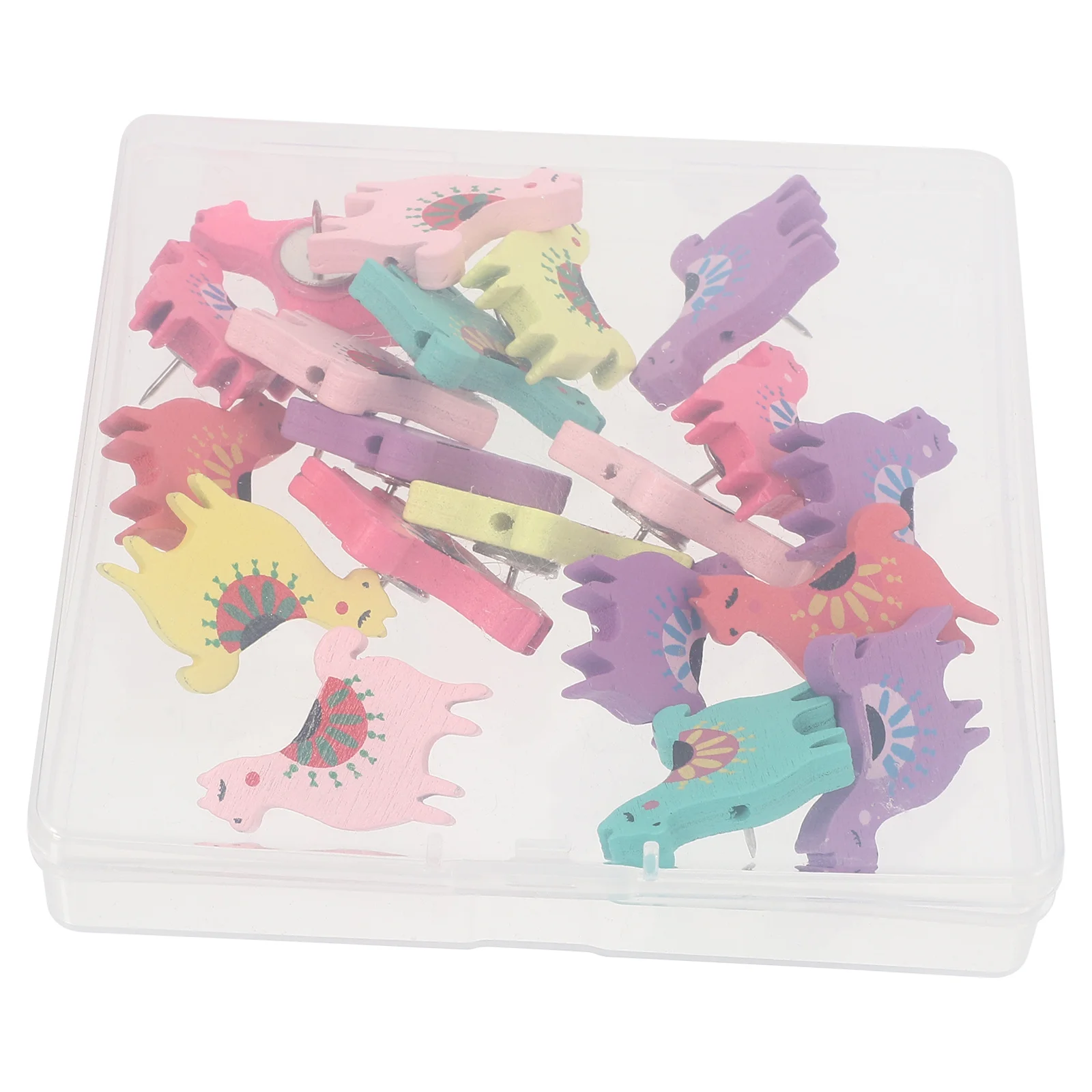 Punaises décoratives en bois d'alpaga, 20 pièces, pour tableaux d'affichage, cartes, Photos, punaises colorées, boîte de rangement incluse