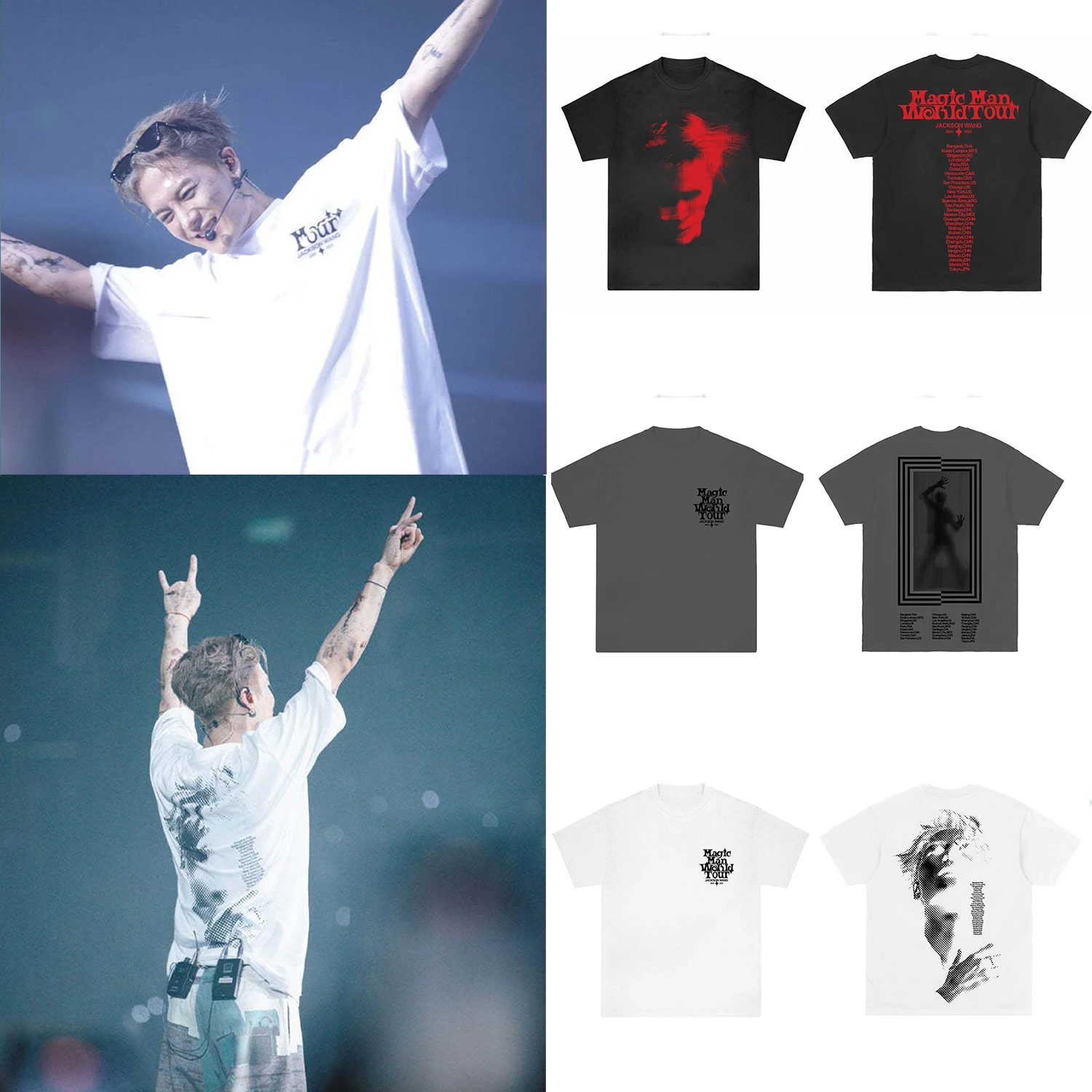 

KPOP Jackson Wang Magic Man Concert T-Shirt Unisex Letter Printing O-Neck Short Sleeve Jackson Fan Concert Support Clothes