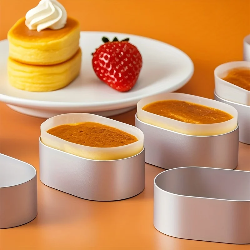 10 moldes ovalados de aluminio para tarta de queso, moldes antiadherentes en forma de huevo para mini tartas, pan y queso