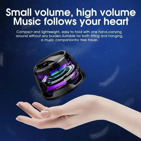 Mini Caixa de Som Bluetooth com Imã e LED RGB, Resistente à Água, Compacta e Leve para Viagem e Uso Externo