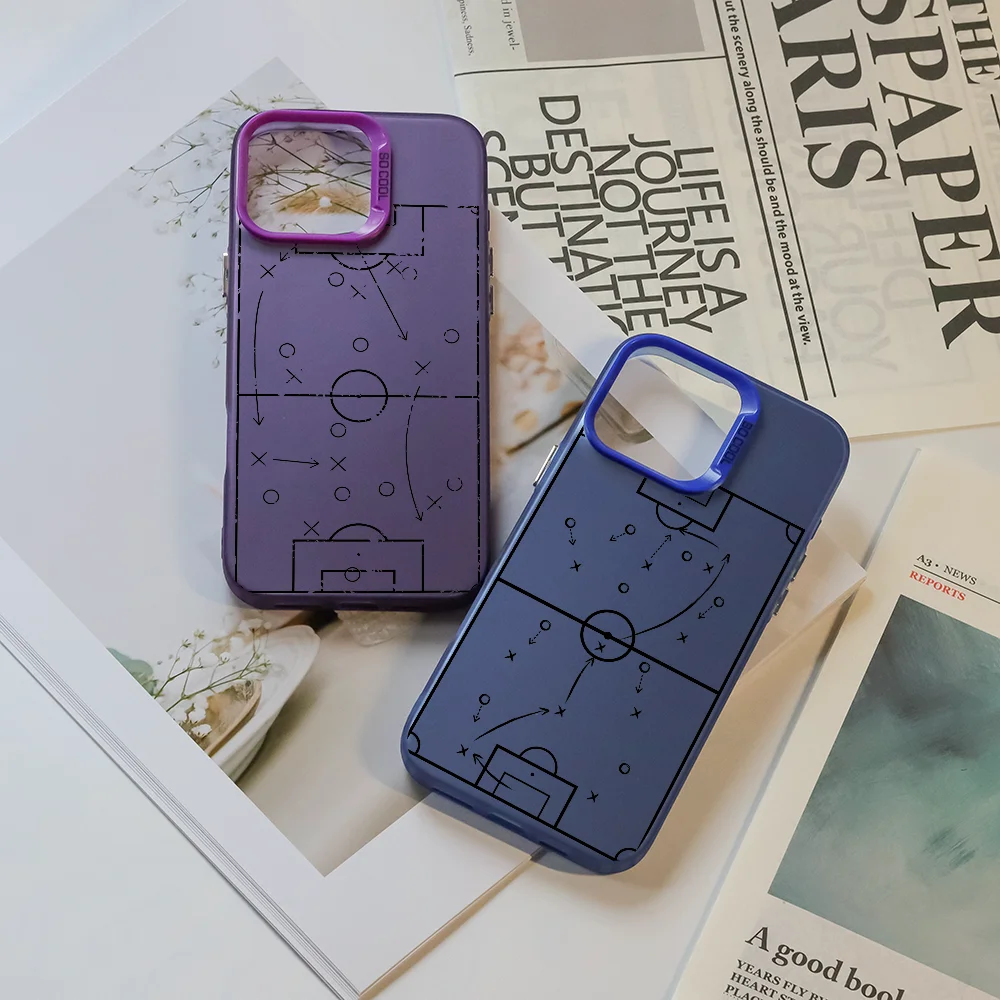 

Football Tactics Board Pattern Phone Case For iPhone 16 Pro Max 15 14 13 12 11 Plus Multicolor Aurora laser Shockproof Cover