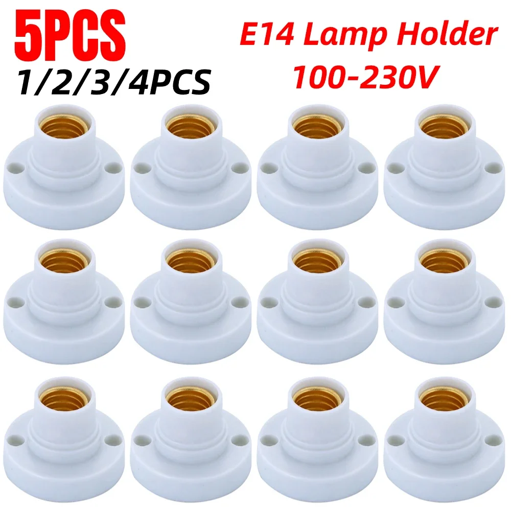 1-5PCS 100-230V E14 Screw Lamp Stand Light Bulb Socket Holder Adapter Base Cap Socket White Ceiling Light Lamp Bulb Fixing Base