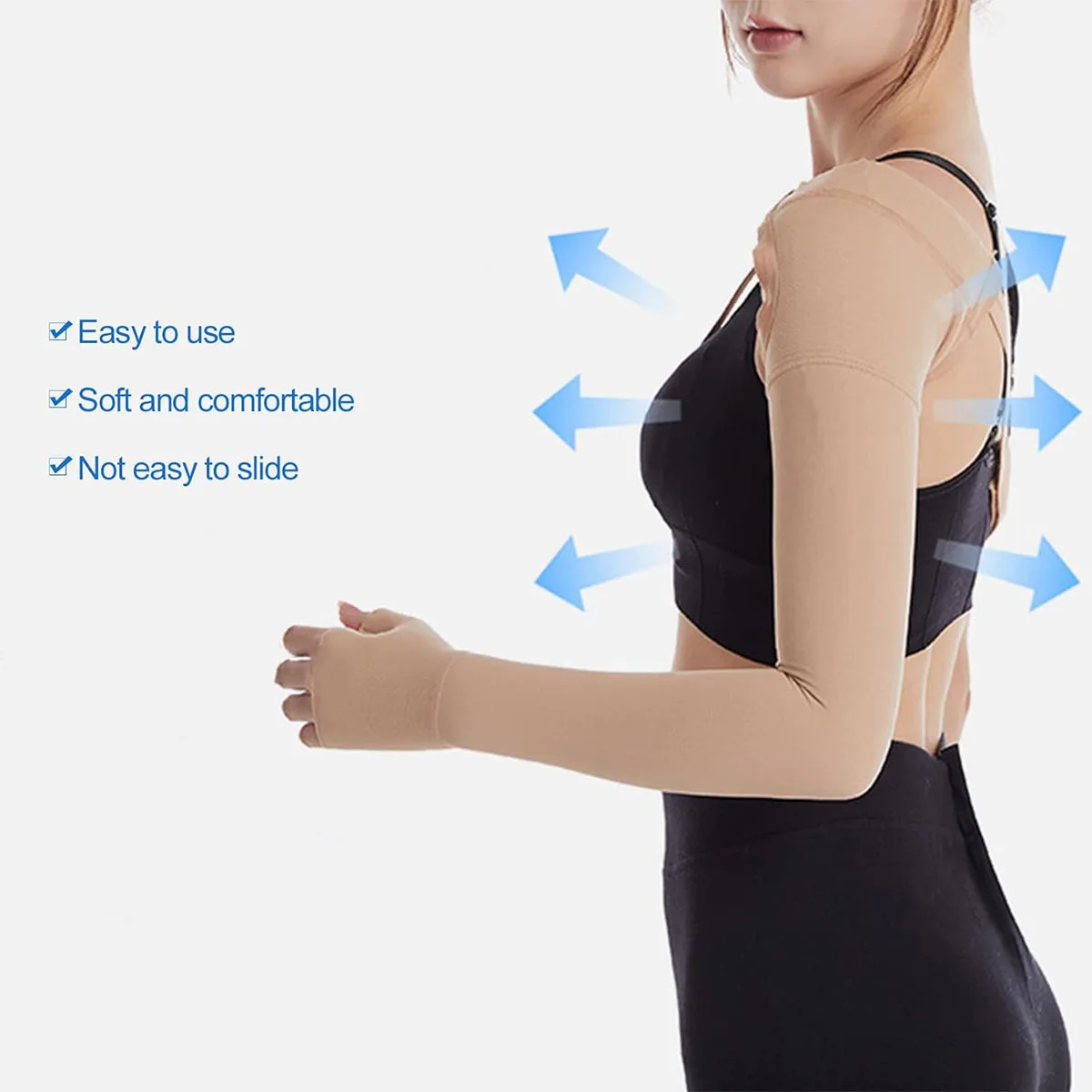 Lymph Relieve Edema Swelling Support Breast Removal Postoperative Arm Sleeve Pressure Elastic Sleeve Long Elbow Protection Fixed