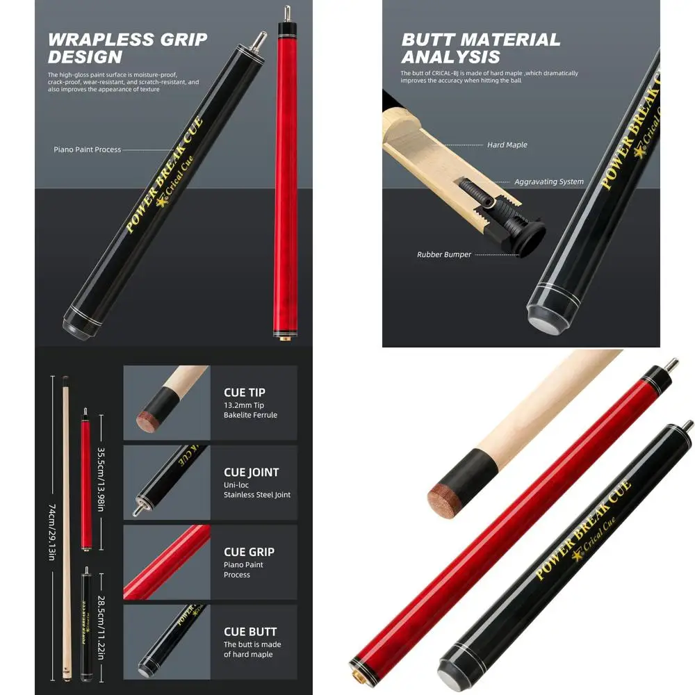 

54 кленовых кия для коротких прыжков с наконечником 13,2 мм для профессионального бильярда