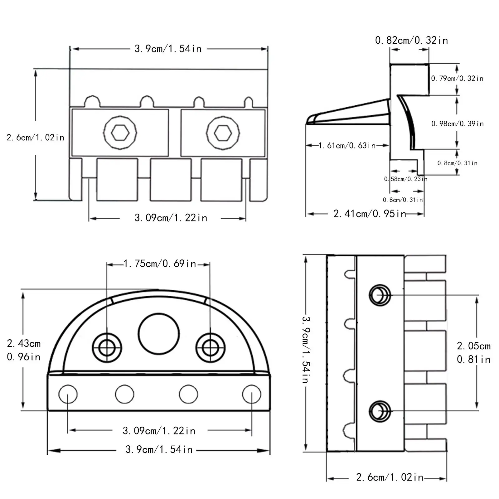 Pont de guitare sans tête 4 cordes en alliage de zinc avec système de verrouillage et outils, pièce pour basse électrique pour un contrôle de l'accordage constant