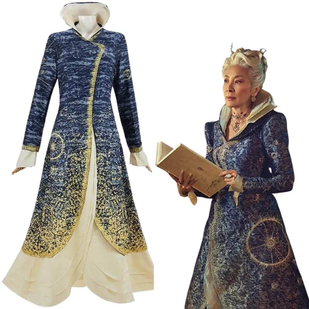 

Wicked Movie Madame Morrible Cosplay Costume Women's Blue Long Dress Outfit Set For Halloween Fantasy Carnival Party Disguise