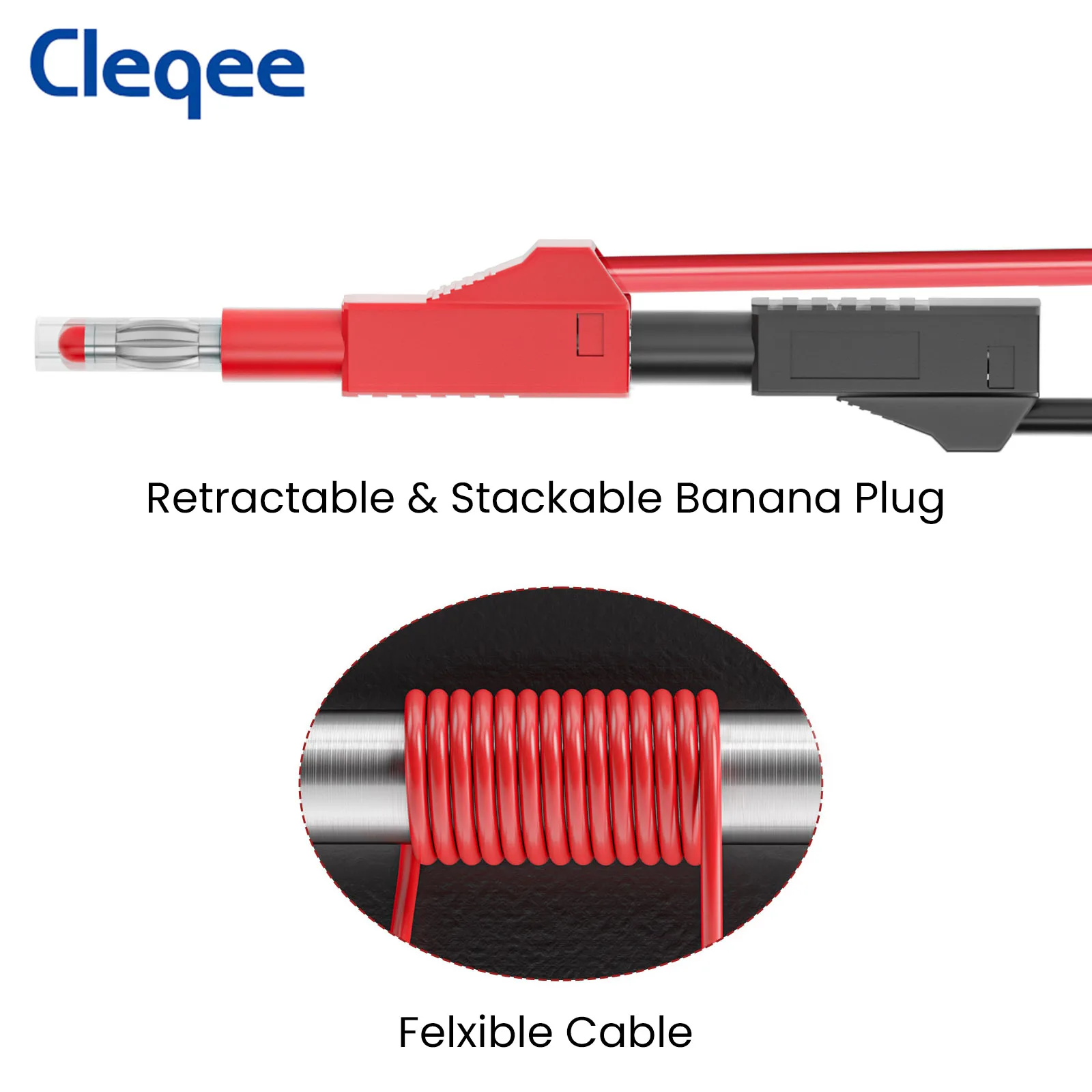 Cleqee 5PCS 4 millimetri Retrattile Spina A Banana Spina Multi-metro Puntali 100 centimetri Cavo Morbido Filo Linea Elettrica Strumento FAI DA TE