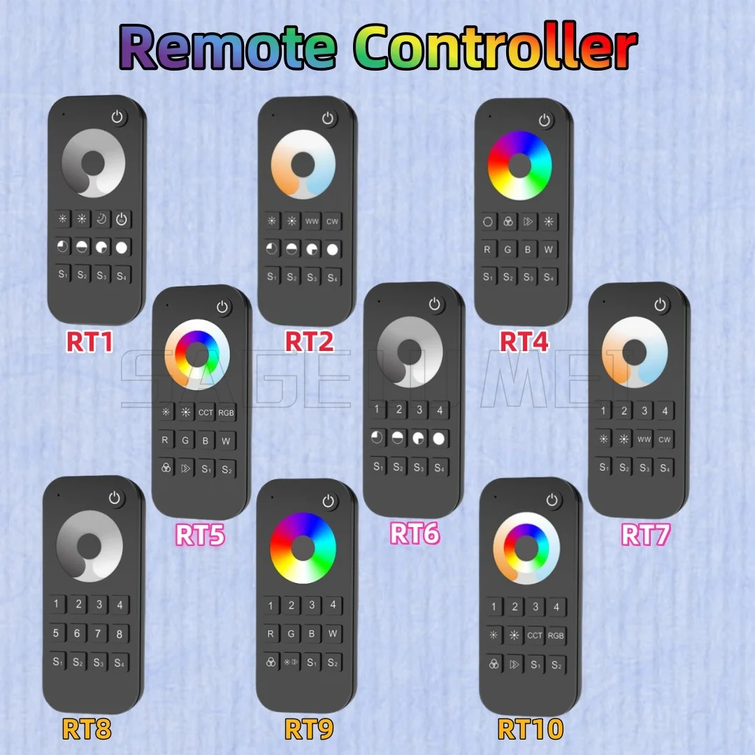 Skydance RT1/2/4/5/6/7/8/9/10 LED Dimming 1/4/8 Zones Touch Wheel 2.4G CCT/RGB/RGBW/RGB+CCT Remote Controller Apply To Receiver