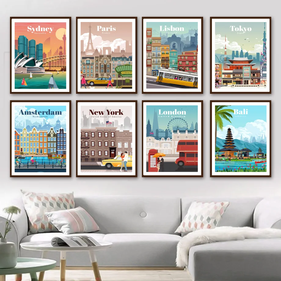 Nordic Posters And Prints Sydney Amsterdam London New York Paris Wall Art Canvas Painting Wall Pictures For Living Room Decor