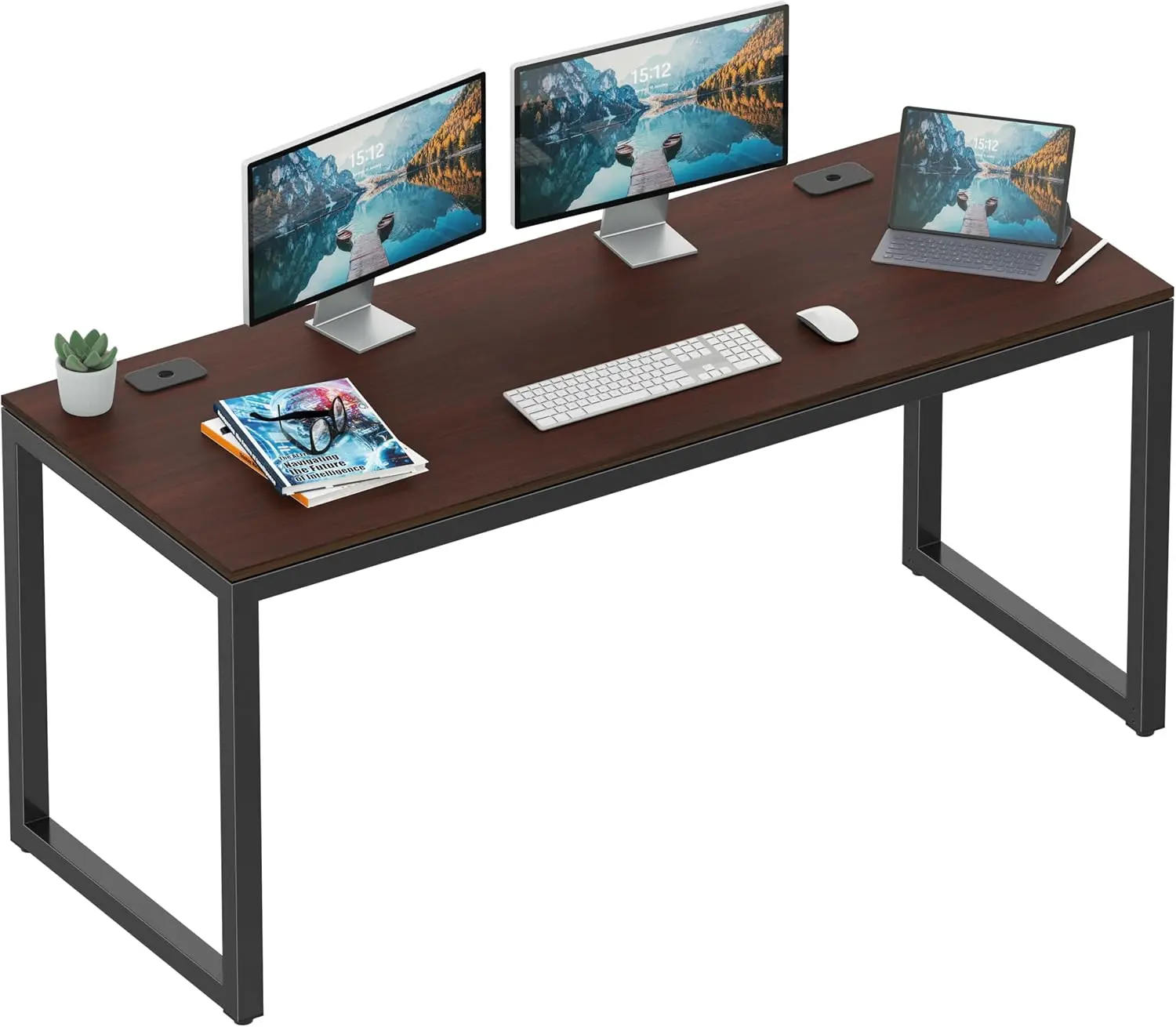 

55-Inch Commercial-Grade Office Computer Desk, Cherry
