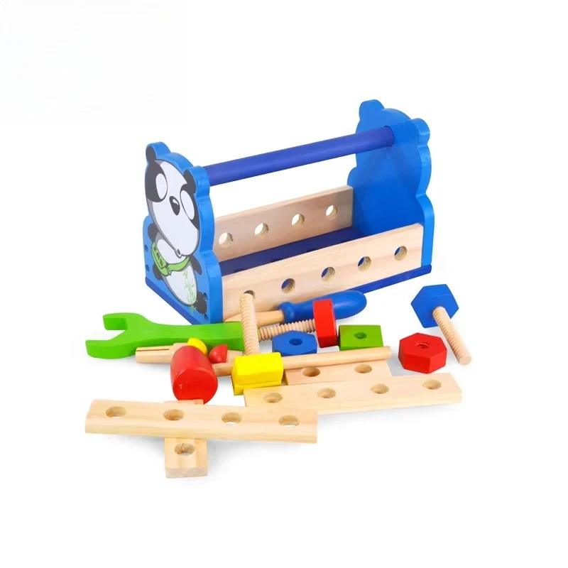 China Toy Wholesale Panda Wooden Toy Tool Set Children's Toolbox