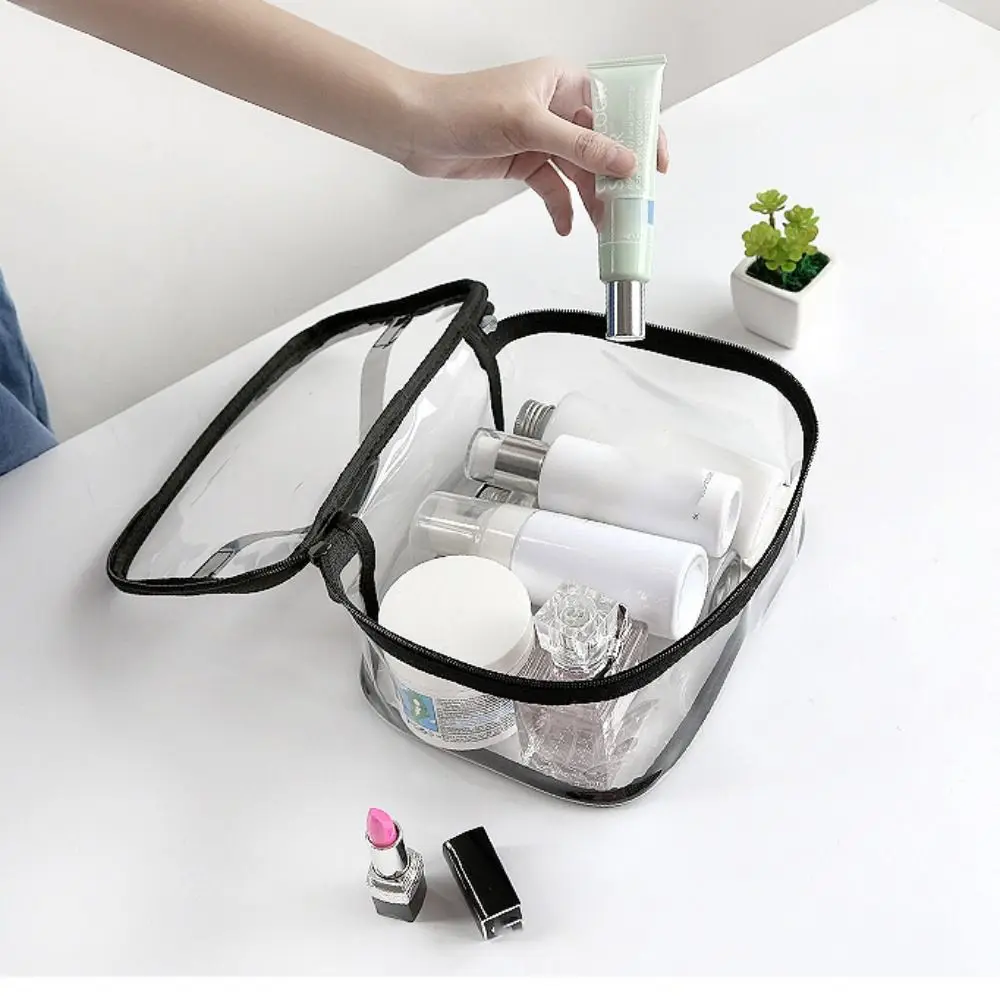 1pc borse per cosmetici da viaggio in PVC da donna borse per il trucco con cerniera trasparente trasparente Organizer per il lavaggio del bagno Make