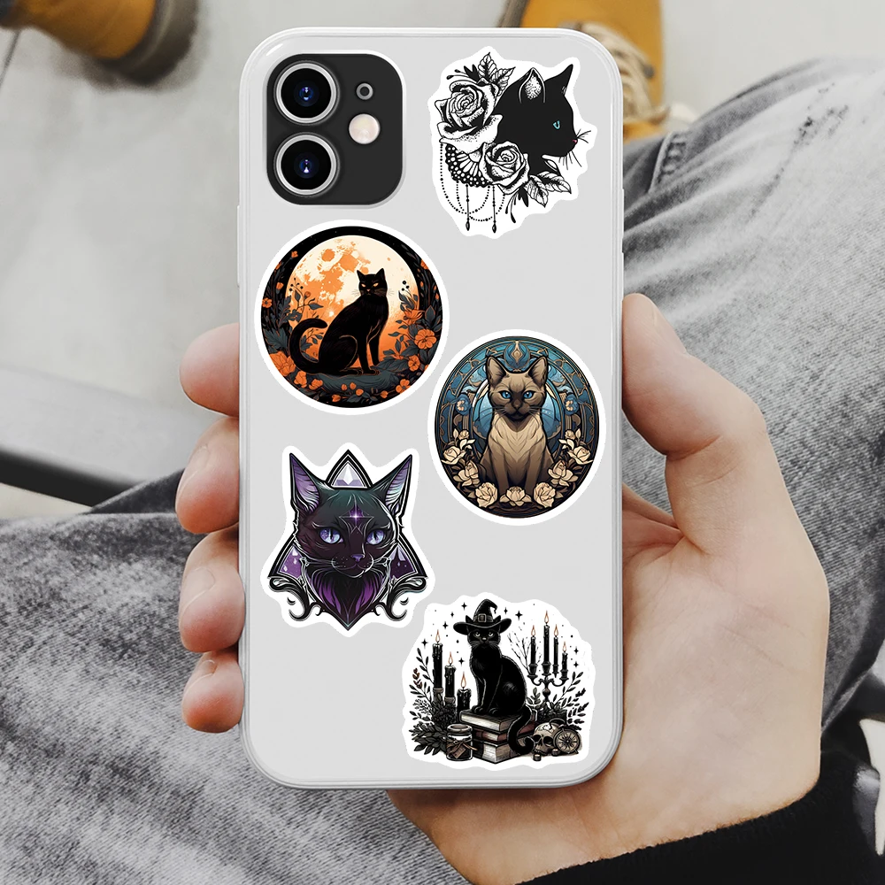 Cartoon Witch Black Cat Stickers Art DIY Toy Gift Graffiti Decal for Scrapbook Junk Journals Laptop Bottle Decorative Waterproof - view 4