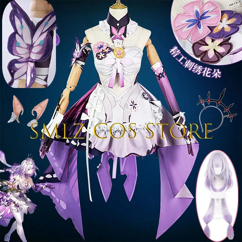 

Game Honkai Star Rail Castorice Cosplay Costume Purple Dress Uniform Headwear Suit Halloween Party for Women Girl Castorice Prop
