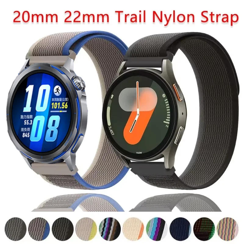 20mm 22mm Trail Nylon-Schlaufenarmband für Samsung Galaxy Watch 7 6 5 4 40mm 44mm Modisches Armband Huawei Watch GT Runner 2/Ultimate 2