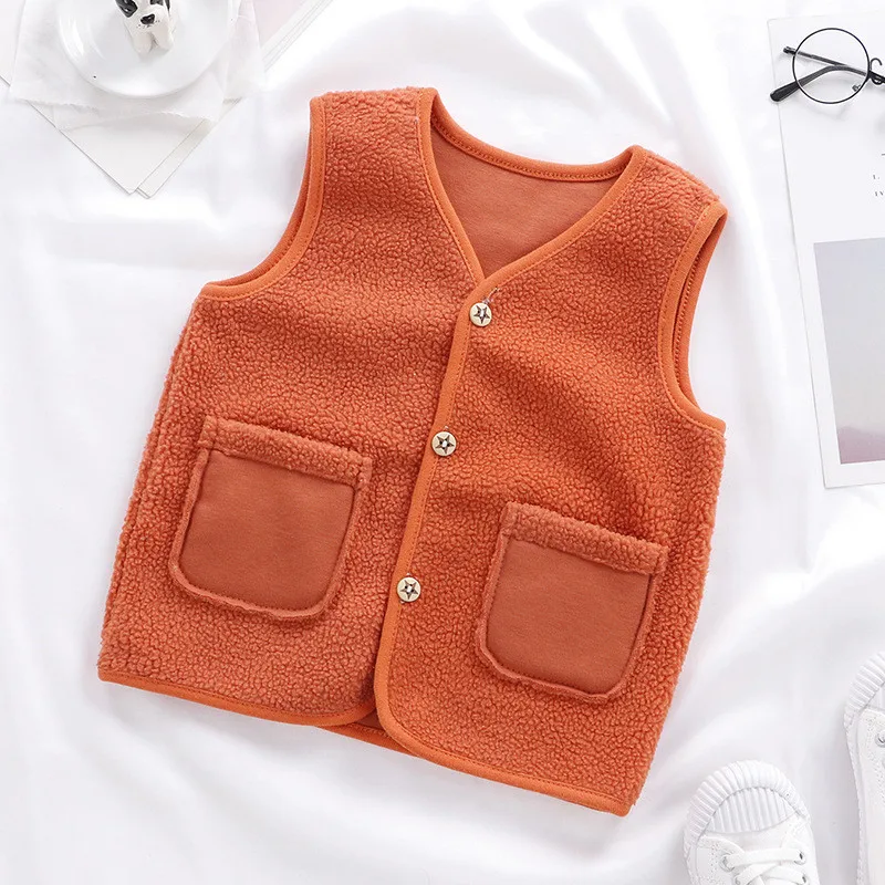 Baby Warm Winter Outerwear 0-6T 2023 New Kids Fleece Vests Toddler Clothes Child Waistcoat Sleeveless Jacket