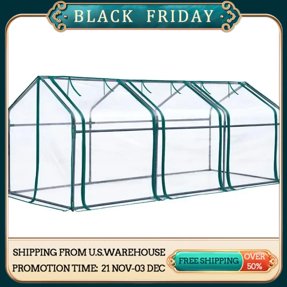 Portable Mini Cloche Greenhouse w/ Elevated Bottom, High Light Transmission Waterproof UV-Resistant Hot House for Indoor Outdoor