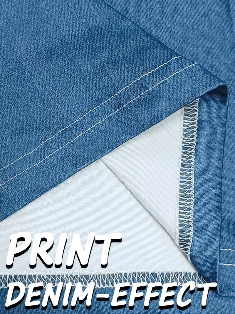 Bedruckte Leggings, Stoff ohne Denim, Caprihosen mit Scheintaschen- und Knopfdruck, hochelastische neue Skinny-Hosen. – Detail 6