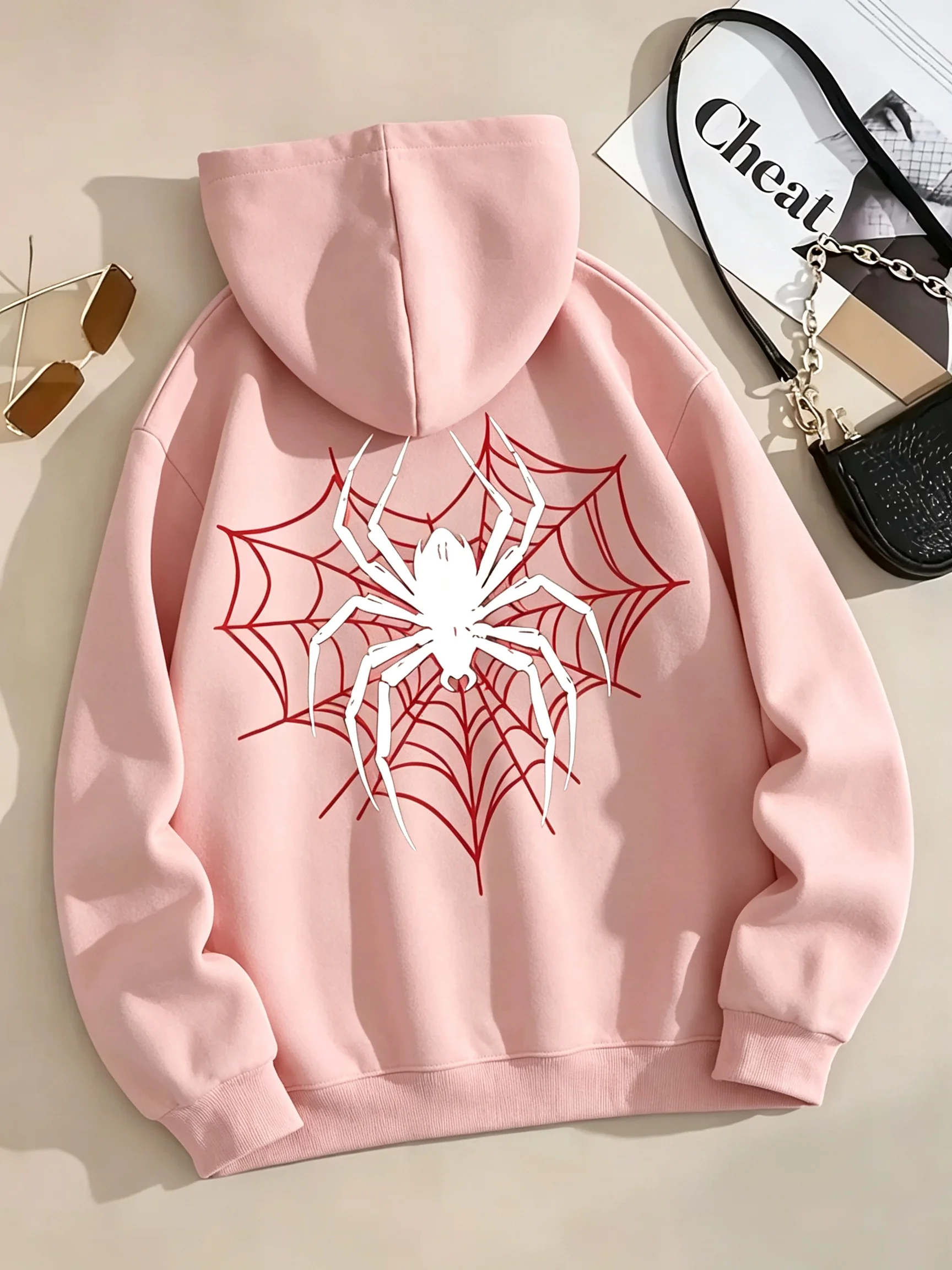 레드 스파이더 웹 프린트 여성 후드티 2026 겨울 가 - Winter Clothing Drawing 리뷰 및 가격