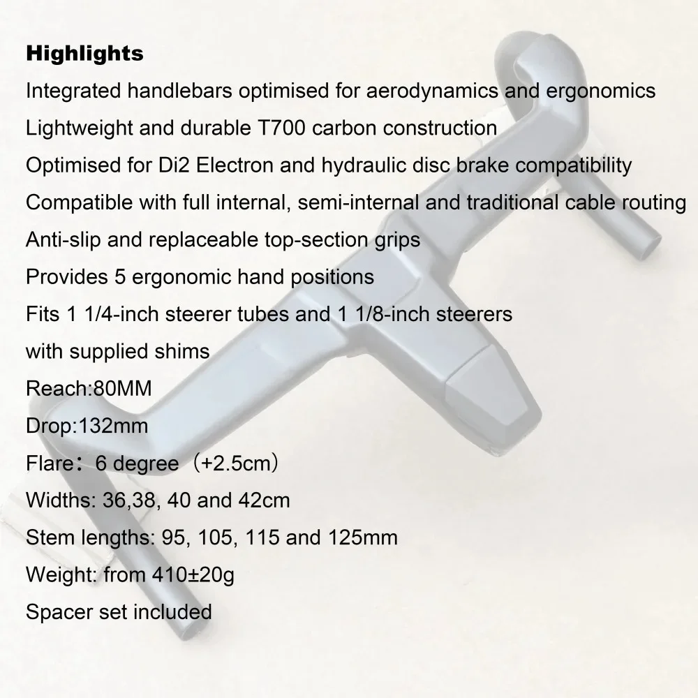 KOCEVLO K04 EVO Road AERO Carbon Integrierter Lenker 28,6/31,8 mm mit Abstandshaltern Radfahren Interne Kabel OD2 Road Lenker – Detail 2