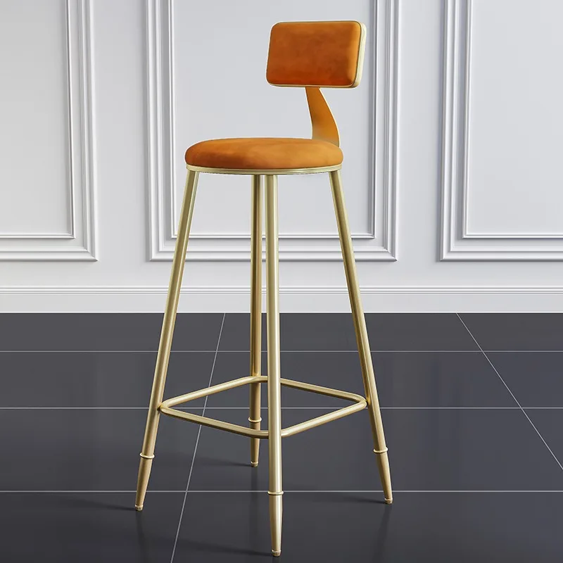 

Minimalist Modern Bar Chairs Reception Patio Apartment Soft Gold Bar Stools Single Waiting Sillas De Bar Interior Decorations