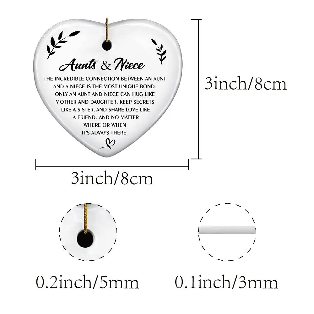 Best Aunt Gifts Heart Ornament Keepsake Sign from Niece Plaque Car Ornament Hanging Ceramic Handmade Decor Thank You Gifts