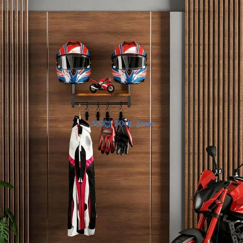 L8RC Wooden Helmets Wall Mount with Easy Setup Gear Accessories Holder