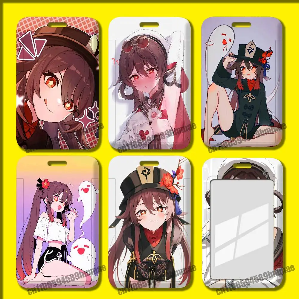 For Hu Tao Genshin Impact Hutao Employee ID Card Holder Office Badge Student Bank Work Credit Holders Hard Case Shell