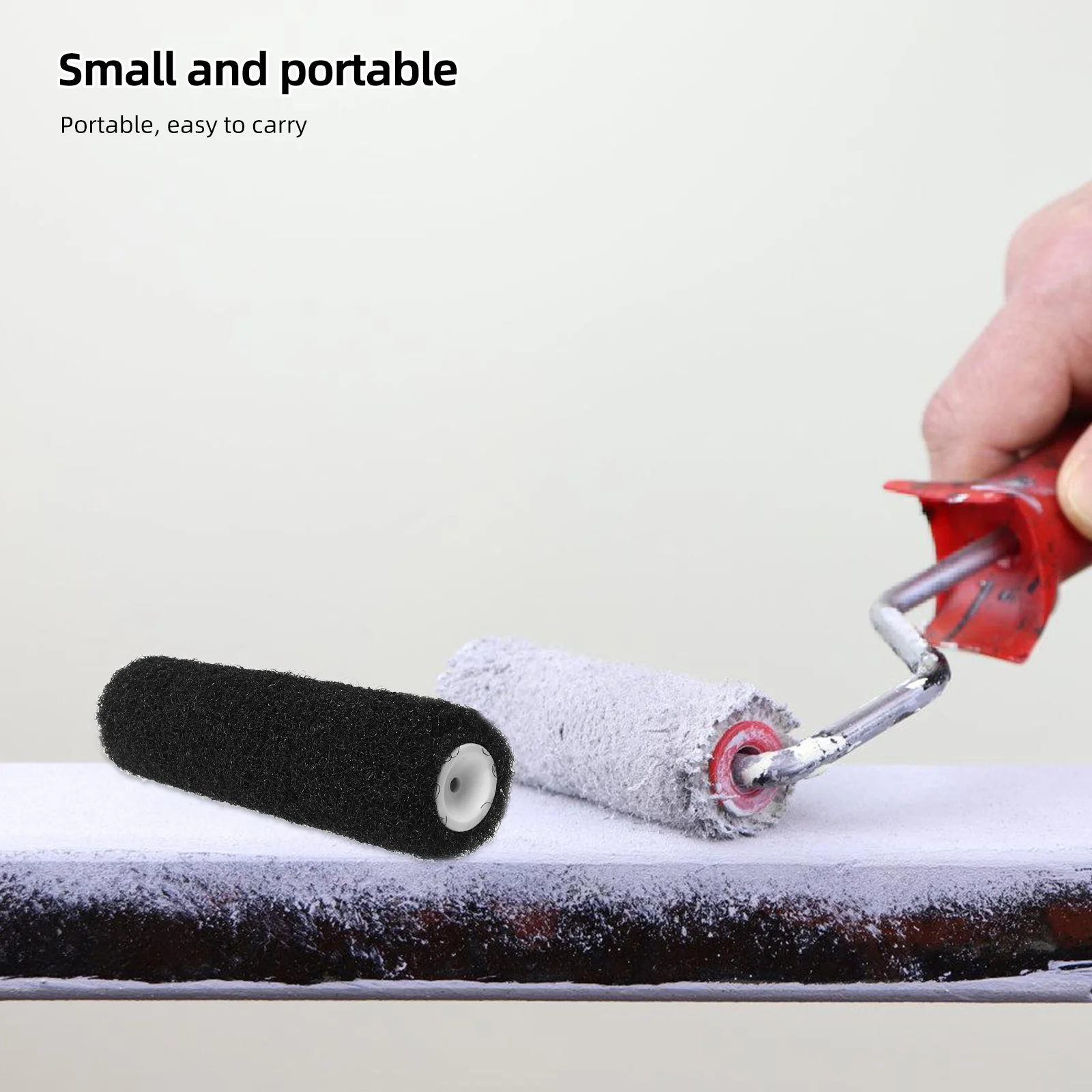 

9inch Drywall Compound Putty Roller Brush Black Elastic Bristles for Large Wall Texturing Projects Smooth Finish