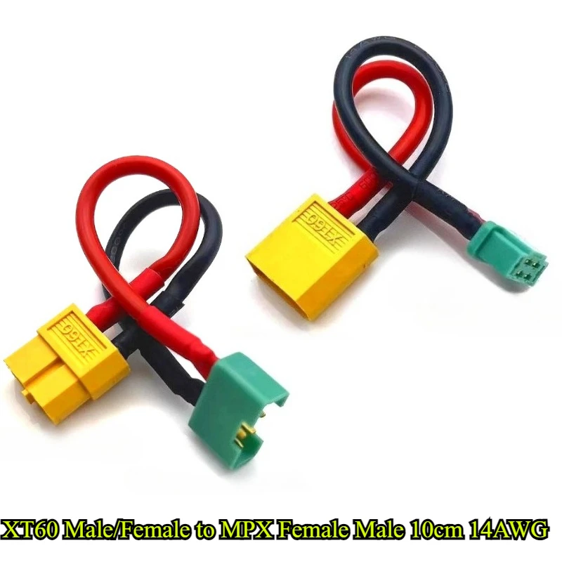 

1/3/5/10Pcs/lot XT60 Male Female to MPX Female Male Connector Adapter with 14AWG 10cm Silicone Wire Cable for RC Battery ESC