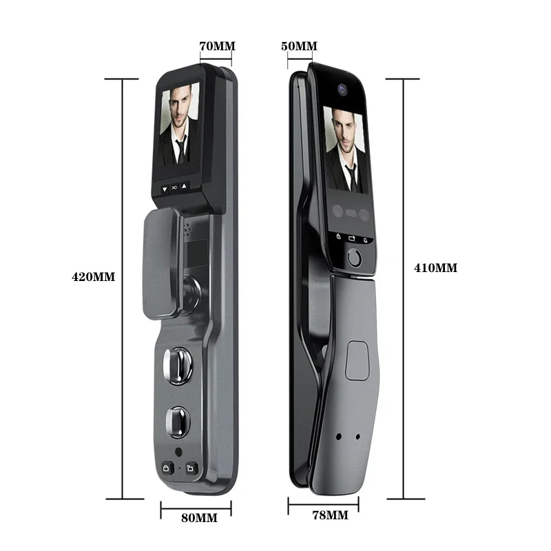 Smart face Serratura per impronte digitali Monitor di sicurezza per viso e fotocamera Serratura intelligente Serratura elettronica biometrica con sblocco APP