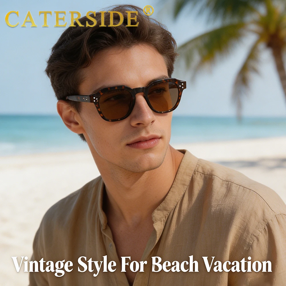 

CATERSIDE Polarized Tortoiseshell Frame Sunglasses for Men Women Brown Lens Sun Glasses Fashion Beach Party Driving Eyewear