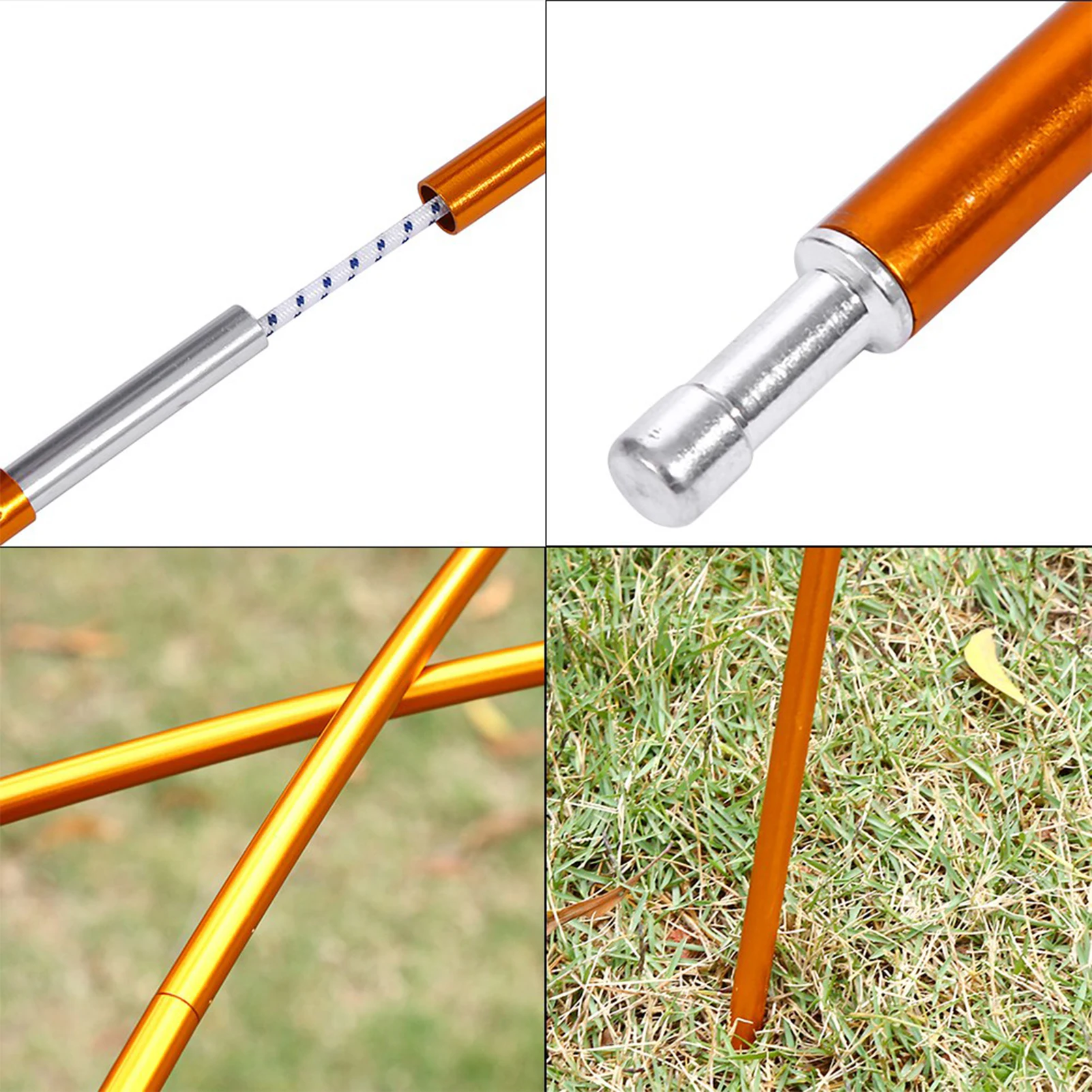 8.5mm*3600MM tent stand, 2Pcs Outdoor Aluminium Alloy Tent Building Supporting Rod Pole Bar For Hiking Camping Gold