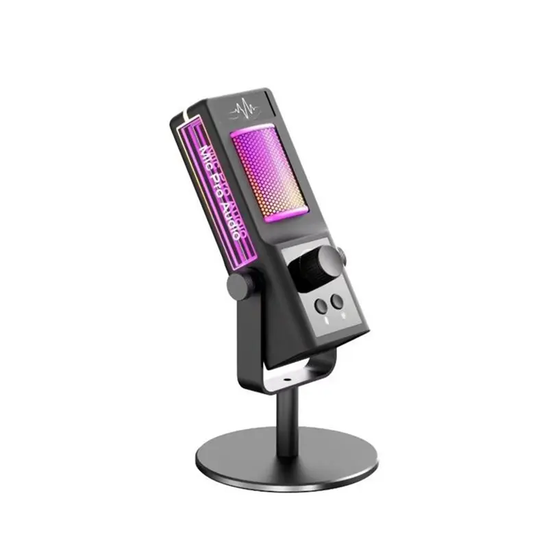 

Микрофон RGB для ПК и игровых настольных компьютеров с функцией шумоподавления и кнопкой отключения звука для стриминга и подкастинга