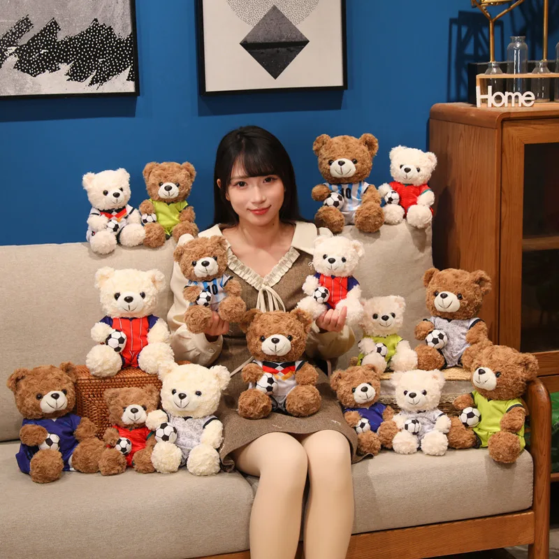 

Мягкая игрушка-медведь в футболке, милый мультяшный персонаж, кастомизируемая кукла, украшение для детской комнаты мальчиков