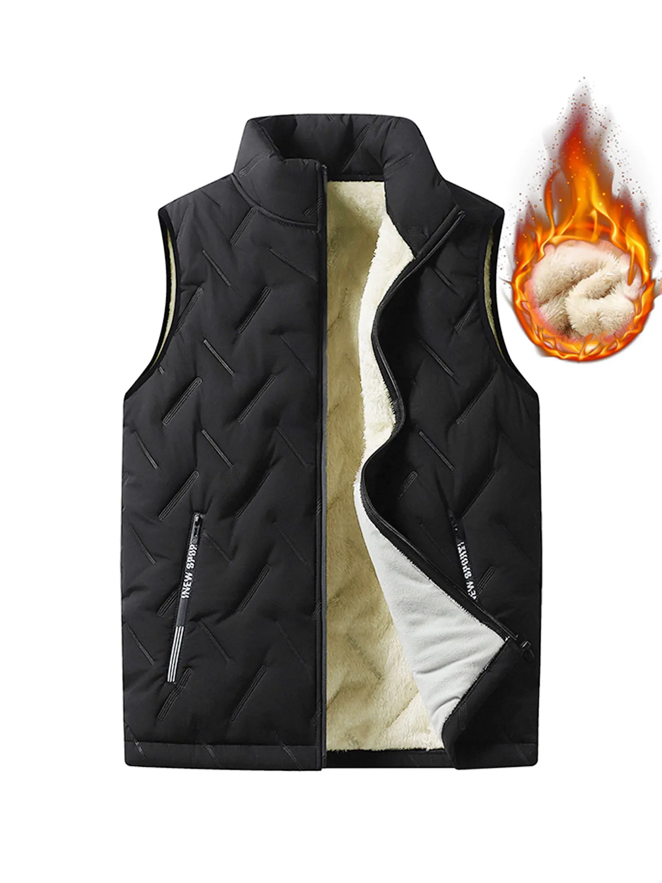 

Men's Autumn and Winter Fashionable Casual Vest, Solid Color Stand-Up Collar Cardigan, Sleeveless Jacket, Men's Outdoor Sports Outerwear